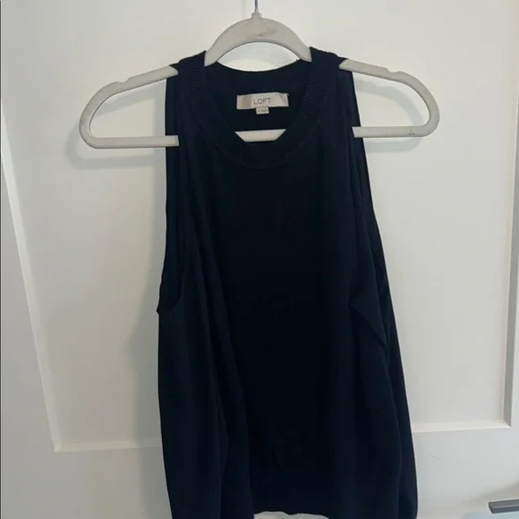LOFT Women's navy blue cold shoulder Top - Picture 2 of 10